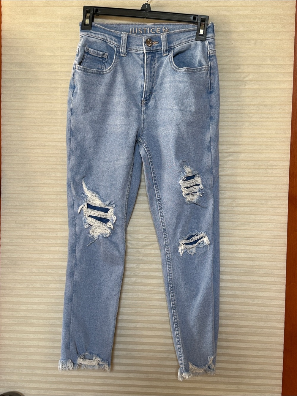 Justice Light Wash Ripped Skinny Jeans size 14 child